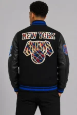 Buy Black NY Knicks Prep Varsity Wool Leather Jacket