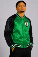 Buy Boston Celtics Inductee Green Black Satin Varsity Jacket