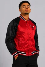 Buy Chicago Bulls Inductee Red and Black Full-Snap Satin Varsity Jacket