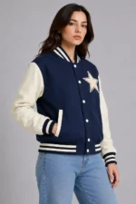 Buy Navy and Cream Star Wool Varsity Jacket