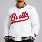 Chicago Bulls Nylon White Varsity Jacket
