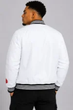 Chicago Bulls Nylon White Varsity Jacket For Sale