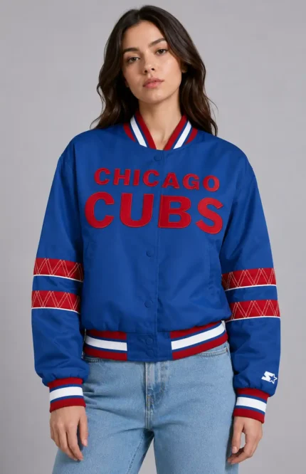 Chicago Cubs Interception Royal Satin Varsity Jacket