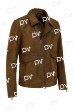 Chris Evans Ghosted Brown Suede Leather Biker Jacket For Sale