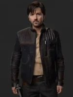 Diego Luna Andor S02 Cassian Andor Black and Brown Leather Jacket