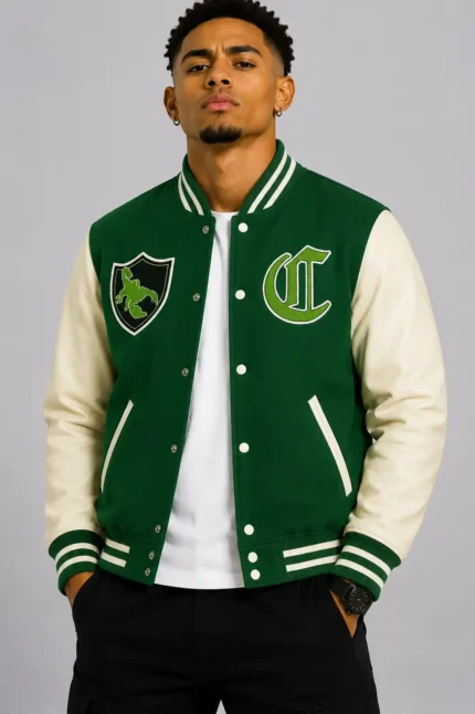 Franklin Adamim GTA 5 Green and White Varsity Jacket