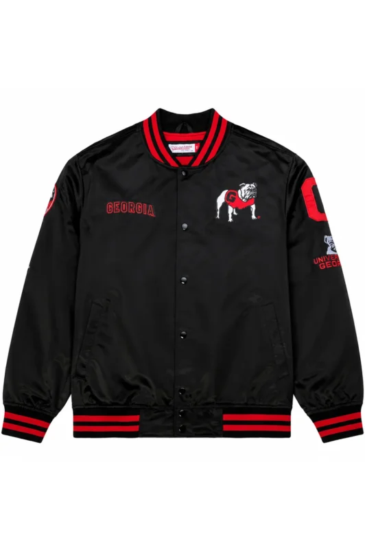 Georgia Bulldogs Double Clutch Lightweight Black Satin Jacket