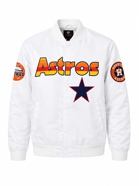 Houston Astros Star White Satin Jacket