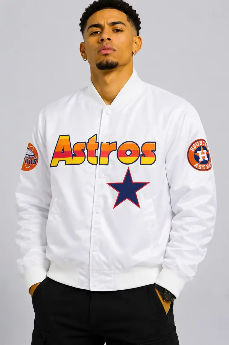 Houston Astros Star White Satin Jacket