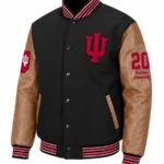 Indiana Hoosiers Letterman Varsity Black and Brown Jacket
