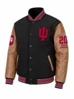 Indiana Hoosiers Letterman Varsity Black and Brown Jacket