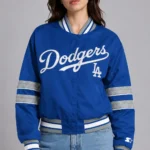 LA Dodgers Interception Royal Satin Varsity Jacket