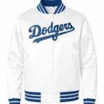 LA Dodgers White Varsity Satin Jacket