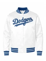 LA Dodgers White Varsity Satin Jacket