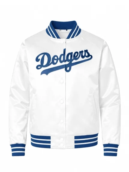 LA Dodgers White Varsity Satin Jacket