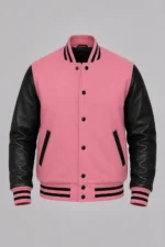 Letterman Baseball Varsity Black and Pink Jacket
