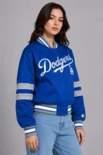 Los Angeles Dodgers Interception Royal Full-Snap Satin Varsity Jacket On Sale