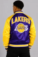 Los Angeles Lakers Inductee Full-Snap Purple and Gold Satin Varsity Jacket