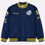 Michigan Wolverines Double Clutch Lightweight Navy Satin Jacket