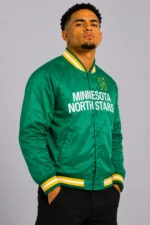 Minnesota North Stars Kelly Green Full-Snap Lightweight Satin Varsity Jacket On Sale
