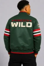 Minnesota Wild Scout I Green Full-Snap Satin Varsity Jacket