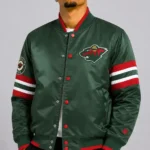 Minnesota Wild Scout I Green Satin Varsity Jacket
