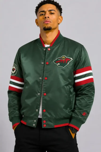 Minnesota Wild Scout I Green Satin Varsity Jacket