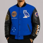 NY Knicks OVO Royal and Black Varsity Jacket