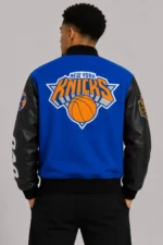 NY Knicks OVO Royal and Black Varsity Jacket For Sale