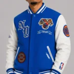 New York Knicks Prep Varsity Wool Leather Jacket