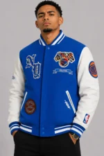New York Knicks Prep Varsity Wool Leather Jacket