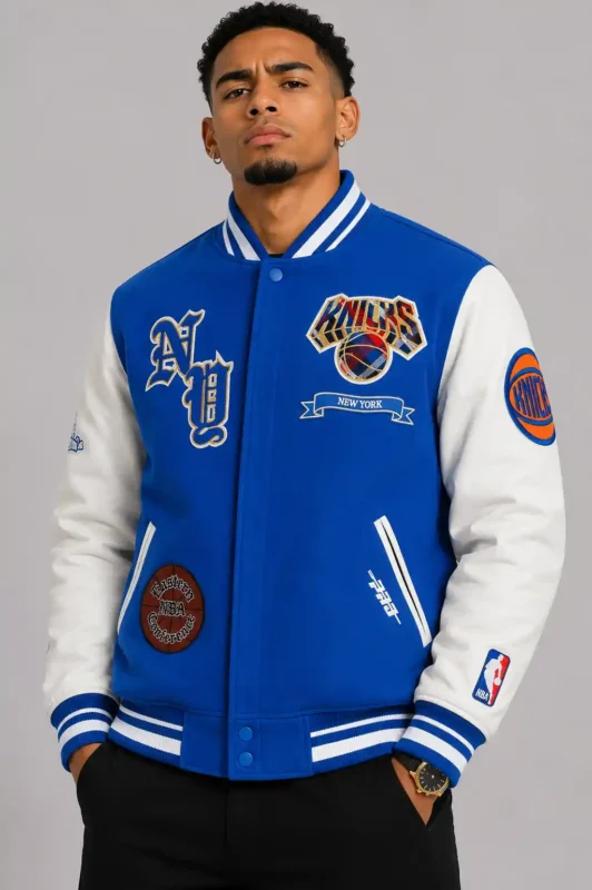 New York Knicks Prep Varsity Wool Leather Jacket