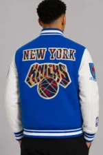 New York Knicks Prep Varsity Wool Leather Jacket For Sale
