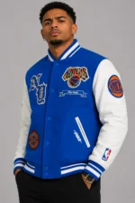New York Knicks Prep Varsity Wool Leather Jacket On Sale