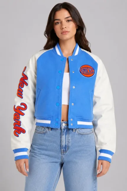 New York Knicks Varsity Jacket Blue Combo