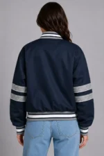 New York Yankees Interception Full-Snap Navy Varsity Satin Jacket
