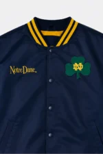 Notre Dame Fighting Irish Double Clutch Navy Satin Jacket For Sale