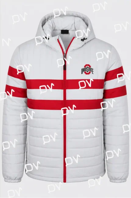 Ohio State Buckeyes Gray Puffer Hooded Jacket