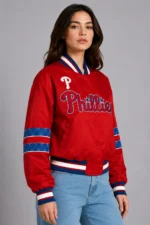 Philadelphia Phillies Interception Full-Snap Red Satin Jacket On Sale