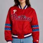 Philadelphia Phillies Interception Red Satin Varsity Jacket