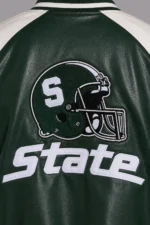 Shop University of Michigan State Spartans Varsity Green and White Leather Jacket