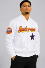 Star Houston Astros Full-Snap Satin White Jacket On Sale