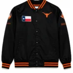 Texas Longhorns Double Clutch Lightweight Black Satin Jacket