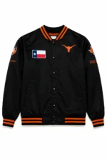Texas Longhorns Double Clutch Lightweight Black Satin Jacket