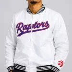 Toronto Raptors Varsity White Nylon Jacket