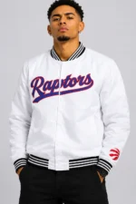 Toronto Raptors Varsity White Nylon Jacket