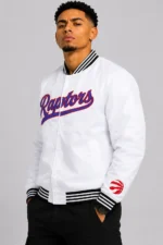 Toronto Raptors Varsity White Nylon Jacket For Sale