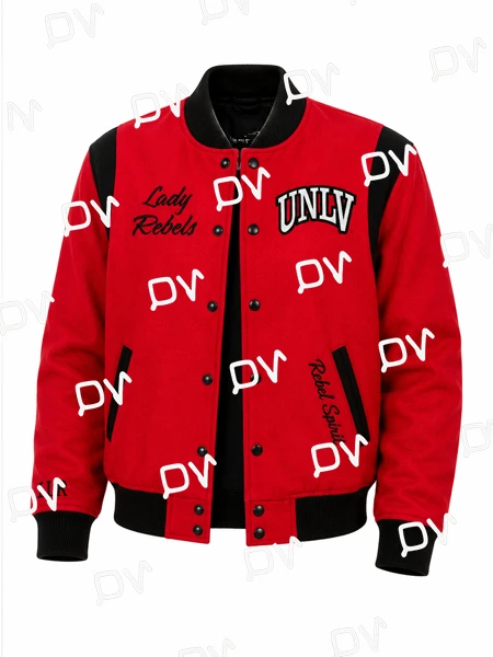 UNLV Runnin Rebels Red Teddy Varsity Wool Jacket UNLV Runnin Rebels Red Teddy Varsity Wool Jacket