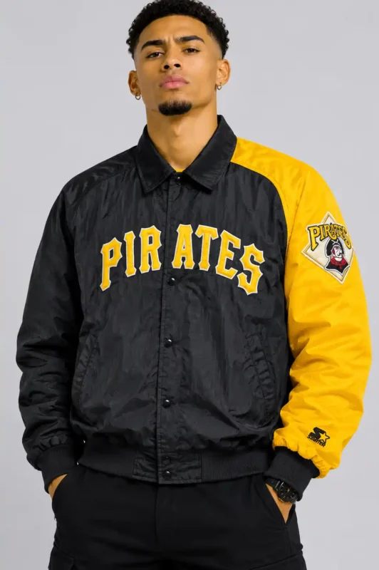 Vintage Pittsburgh Pirates Black and Gold Satin Varsity Jacket