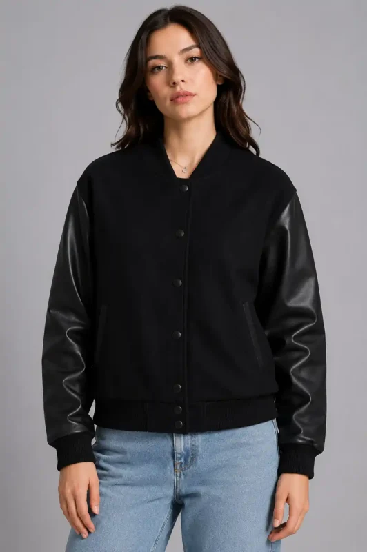 Women's All Black Varsity Jacket